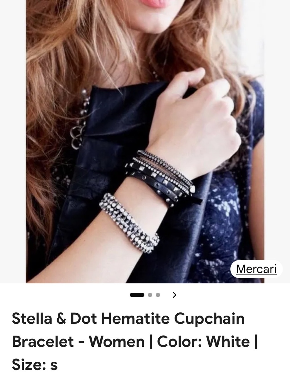 Stella & Dot Kids Silver Chain Bracelet with Pink & Orange Pouch